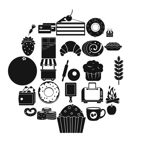 Conjunto de iconos de pastelería, estilo simple — Vector de stock