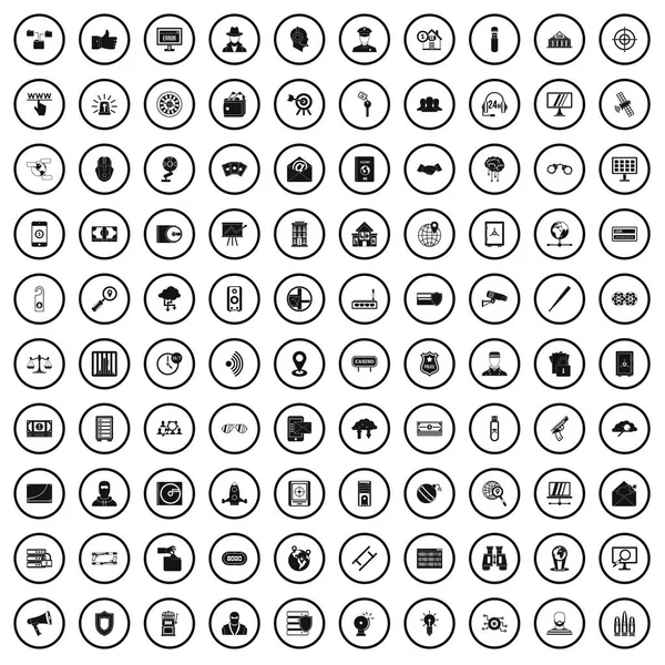 100 güvenlik Icons set, basit tarzı — Stok Vektör