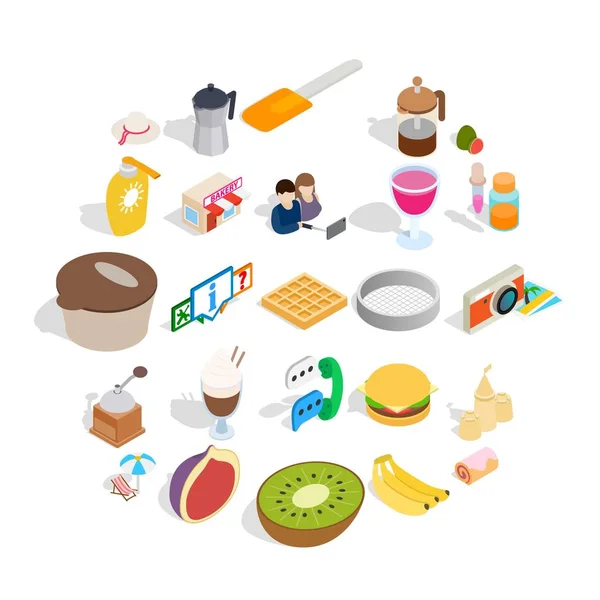 Brunch icons set, isometric style — Stock Vector