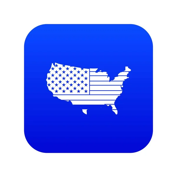 Icono de mapa americano azul digital — Vector de stock