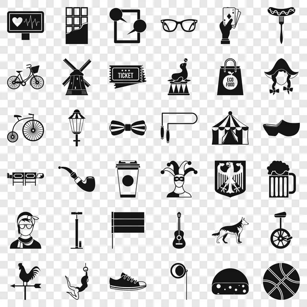 Conjunto de iconos de bicicleta deportiva, estilo simple — Vector de stock