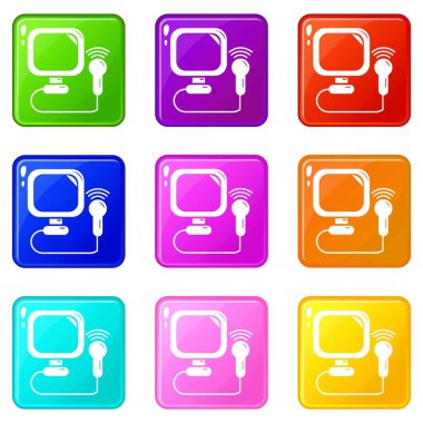 Ultrason simgeler 9 renk koleksiyonu ayarla