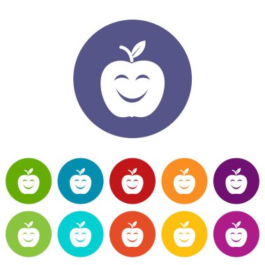 Elma simgeler kümesi vektör renk gülümse