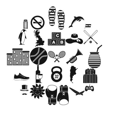 Spor oyunları Icons set, basit tarzı