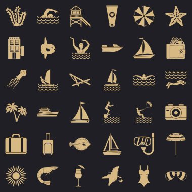 Beach Icons set, basit tarzı