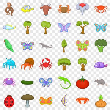 Biyoloji Icons set, karikatür tarzı