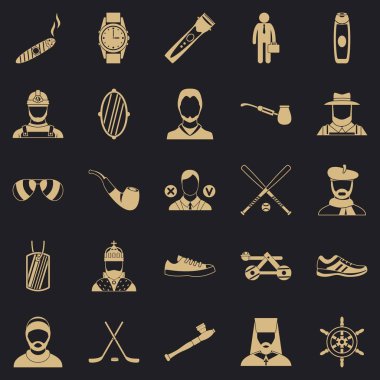 Oyunlar Icons set, basit tarzı