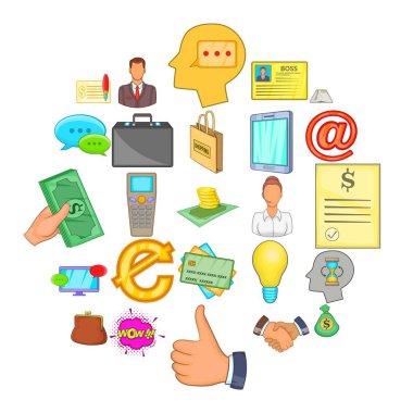 Para Icons set, karikatür tarzı