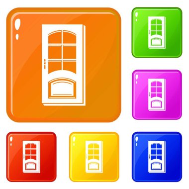 Office kapı simgeler vektör renk ayarla