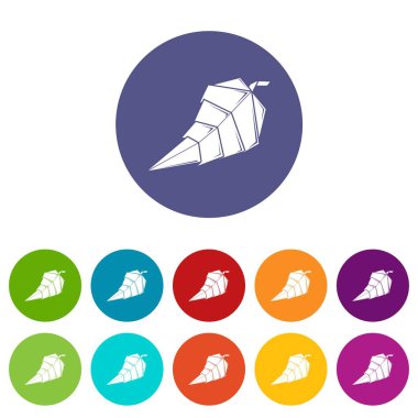 Origami yaprak simgeler vektör renk ayarla