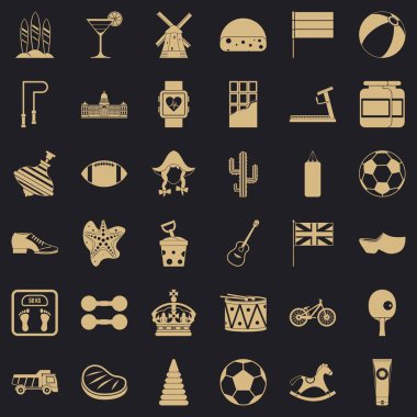 Icons set, basit tarzı oyun