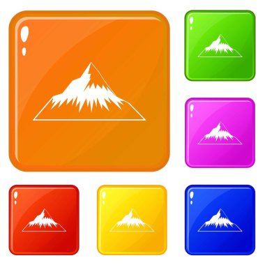 Dağ simgeler vektör renk ayarla