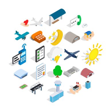 Uçuş Icons set, izometrik stili
