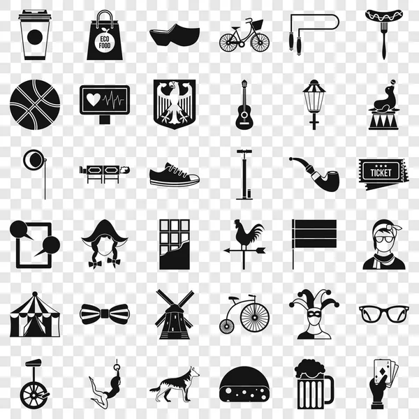 Conjunto de iconos de bicicleta de circo, estilo simple — Vector de stock