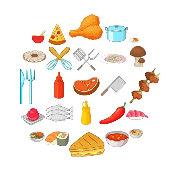 Ensemble d'icônes de boulangerie, style dessin animé — Image vectorielle