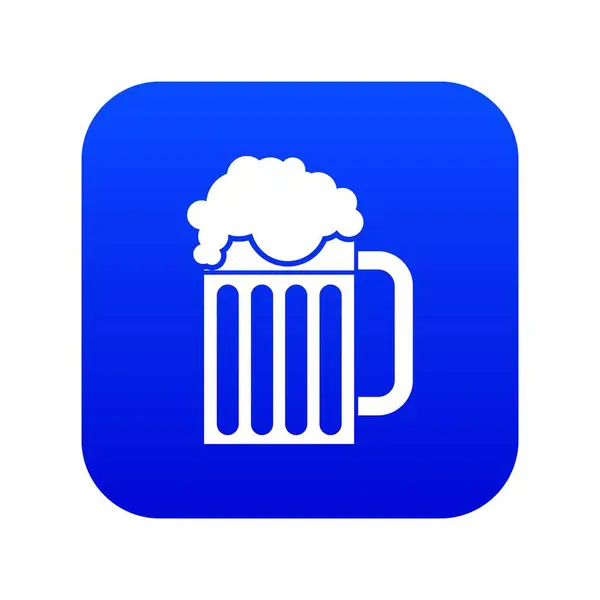 Tazza di birra icona digitale blu — Vettoriale Stock