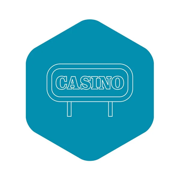 Icono del letrero del casino, estilo del esquema — Vector de stock