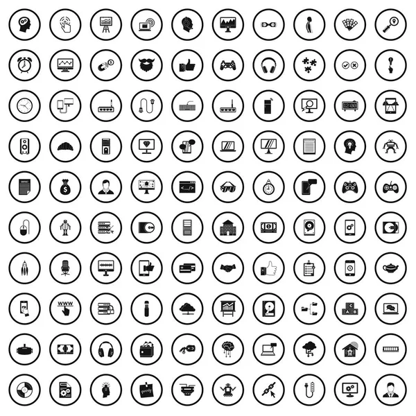 Ensemble de 100 icônes programmeur, style simple — Image vectorielle