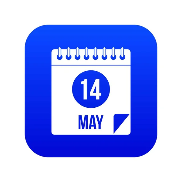 Spiraal Agendapagina 14 mei pictogram digitale blauw — Stockvector