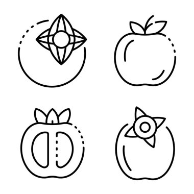 Trabzon hurması Icons set, anahat stili