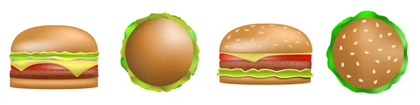 Σετ εικονιδίων burger, ρεαλιστικό ύφος — Διανυσματικό Αρχείο