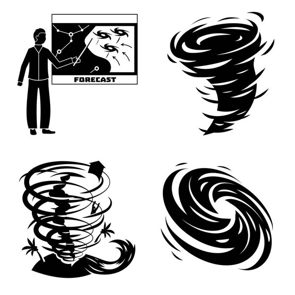 Hurricane icons set, simple style