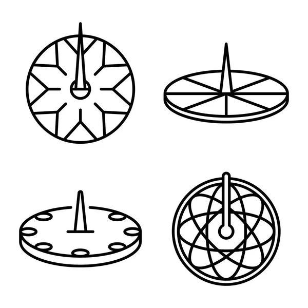 Icônes cadran solaire ensemble, style contour — Image vectorielle