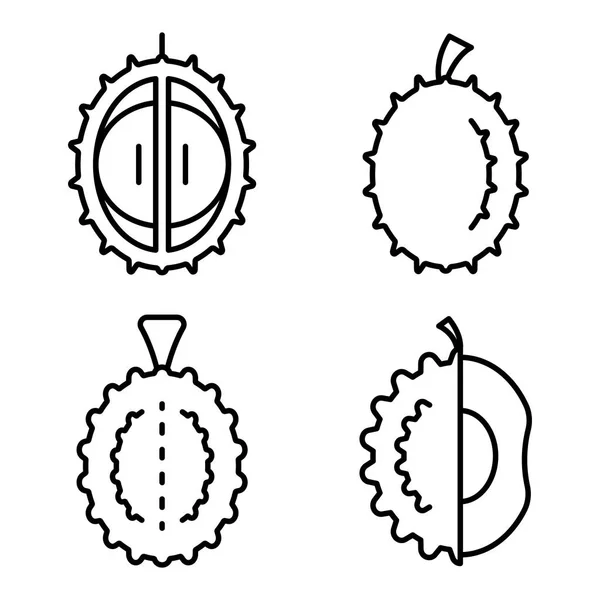Set di icone Durian, stile contorno — Vettoriale Stock