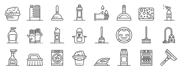 Cleaner equipment icons set, outline style — Stock Vector