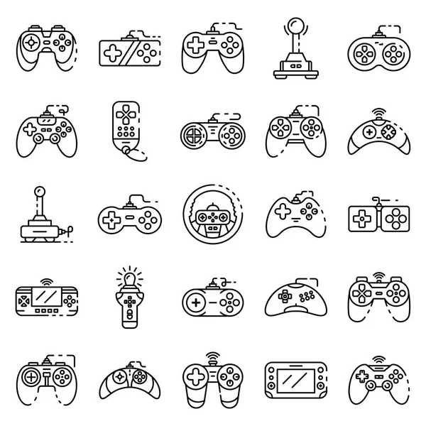 Conjunto de iconos de joystick, estilo de contorno — Vector de stock