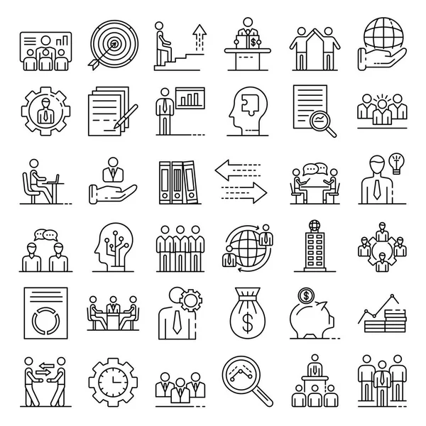 Conjunto de iconos de gobierno corporativo, estilo de esquema — Archivo Imágenes Vectoriales