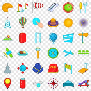 Büyük Havaalanı Icons set, karikatür tarzı