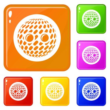 Disko düğme simgeleri set vektör rengi