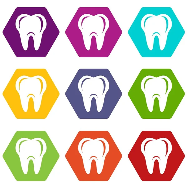 Igiene delle icone dei denti set 9 vettore — Vettoriale Stock