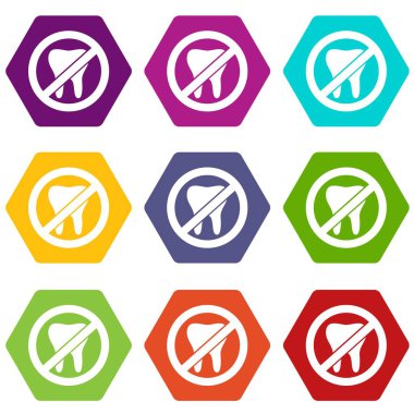 9 vektör yok diş Icons set