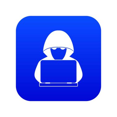 Bilgisayar korsanı dizüstü bilgisayar simgesini dijital mavi