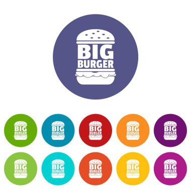 Büyük hamburger simgeler vektör renk ayarla