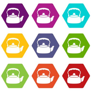 9 vektör büyük çaydanlık Icons set