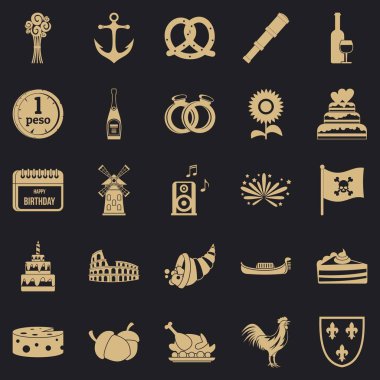 Aperatifler Icons set, basit tarzı