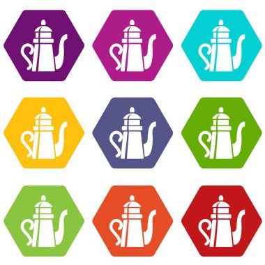 9 vektör uzun boylu çaydanlık Icons set