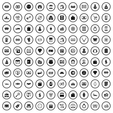 100 para Icons set, basit tarzı 