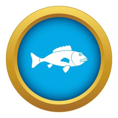 Balık mavi simge vektör izole