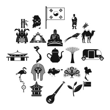 Asya ruhu Icons set, basit tarzı