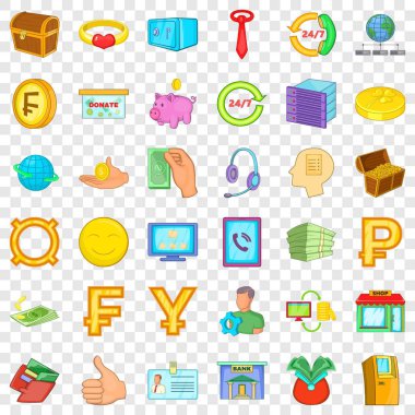 Para Icons set, karikatür tarzı