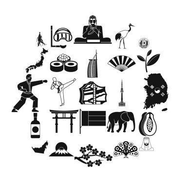 Spor eğlence Icons set, basit tarzı