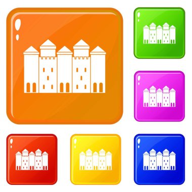 Eski kale simgeler vektör renk ayarla