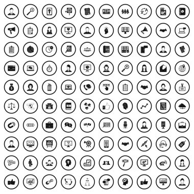 100 ofis memuru Icons set, basit tarzı 