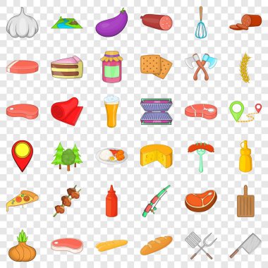 Barbekü gevşeme Icons set, karikatür tarzı