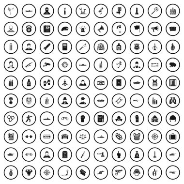 100 memur Icons set, basit tarzı 