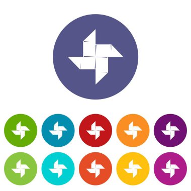 Origami shuriken simgeler vektör renk ayarla